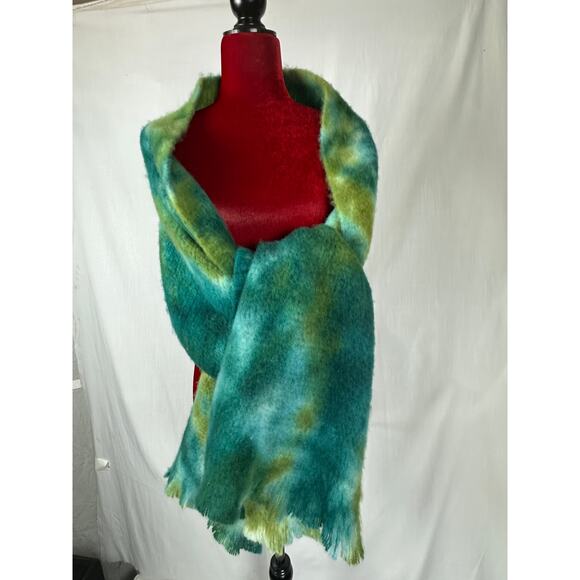 Laundry By Shelli Segal Green Blue Aqua Print Poncho Wrap One Size - Picture 7 of 7